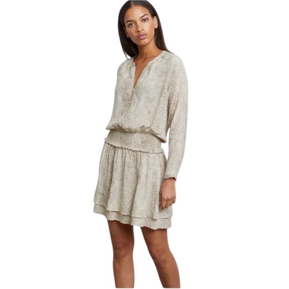 RAILS Jasmine Cream Snakeskin Tiered Dress M
